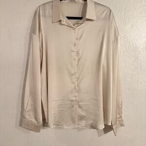 Gant Cream Satin Button-Front Dress Shirt